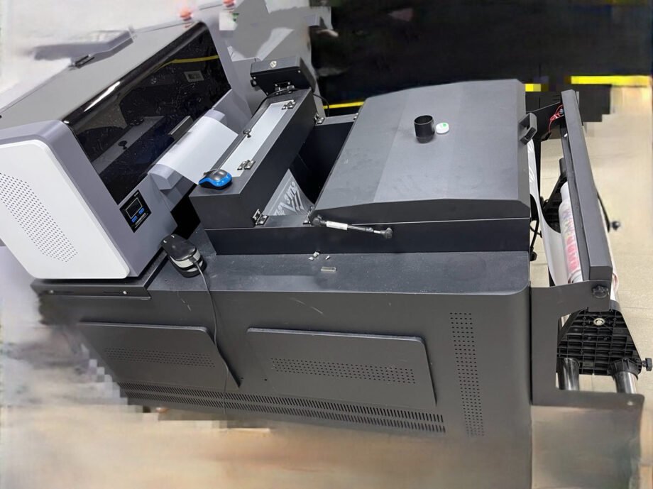 Close-up view of the printer showing automatic printhead cleaning system