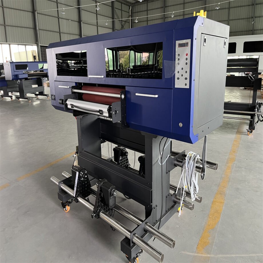 Side view of the Customized Inkjet Printer with visible UV DTF components and streamlined design for efficient operation