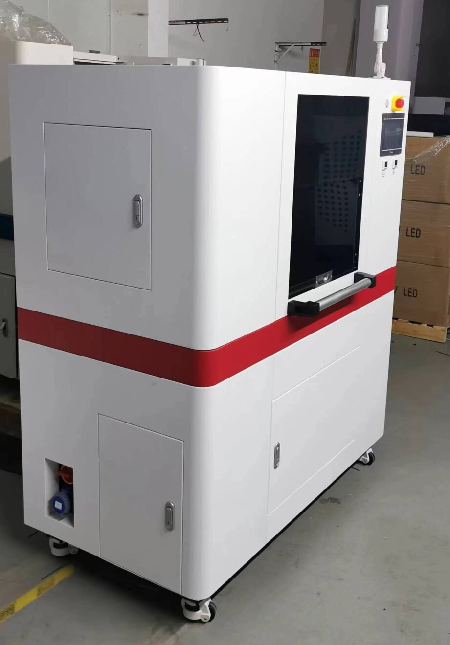 Close-up side view of the High-Speed 360° Rotary UV Printer highlighting its robust build and advanced servo motor system